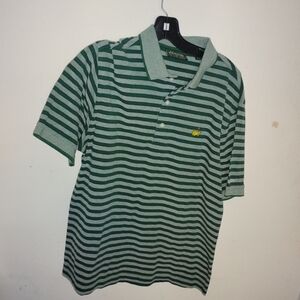 Masters Collection Men’s Green Striped Golf Shirt 100% Cotton Mercantized SZ:M..